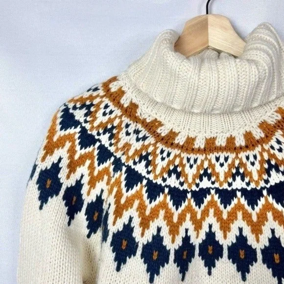 RACHEL ZOE FAIR ISLE NORDIC COWL NECK SWEATER - Picture 7 of 12